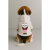 Monopetz Baskılı İçi Polarlı Köpek ve Kedi Kıyafeti & Elbisesi - Beyaz Renk Kapüşonlu Hoodie BBA8D, 6XL