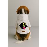 monopetz Baskılı İçi Polarlı Köpek Ve Kedi Kıyafeti & Elbisesi - Beyaz Renk Kapüşonlu Hoodie Bc3E5 5Xl