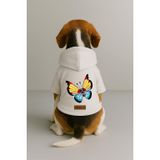 Monopetz Baskılı İçi Polarlı Köpek ve Kedi Kıyafeti & Elbisesi - Beyaz Renk Kapüşonlu Hoodie BE008, 2XL