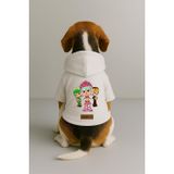 Monopetz Baskılı İçi Polarlı Köpek ve Kedi Kıyafeti & Elbisesi - Beyaz Renk Kapüşonlu Hoodie BF5C3, XL