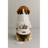 Monopetz Baskılı İçi Polarlı Köpek ve Kedi Kıyafeti & Elbisesi - Beyaz Renk Kapüşonlu Hoodie BF9BB, 6XL