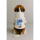 monopetz Baskılı İçi Polarlı Köpek Ve Kedi Kıyafeti & Elbisesi - Beyaz Renk Kapüşonlu Hoodie Bfa31 4Xl