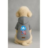 Monopetz Baskılı İçi Polarlı Köpek ve Kedi Kıyafeti & Elbisesi - Gri Renk Kapüşonlu Hoodie B3433, 5XL
