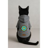 monopetz Baskılı İçi Polarlı Köpek Ve Kedi Kıyafeti & Elbisesi - Gri Renk Kapüşonlu Hoodie B39C4 Xl