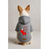 Monopetz Baskılı İçi Polarlı Köpek ve Kedi Kıyafeti & Elbisesi - Gri Renk Kapüşonlu Hoodie B4974, 4XL