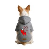 Monopetz Baskılı İçi Polarlı Köpek ve Kedi Kıyafeti & Elbisesi - Gri Renk Kapüşonlu Hoodie B4974, M