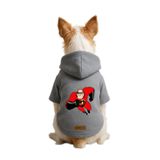 Monopetz Baskılı İçi Polarlı Köpek ve Kedi Kıyafeti & Elbisesi - Gri Renk Kapüşonlu Hoodie B61CE, 4XL