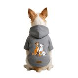 Monopetz Baskılı İçi Polarlı Köpek ve Kedi Kıyafeti & Elbisesi - Gri Renk Kapüşonlu Hoodie B7112, 4XL