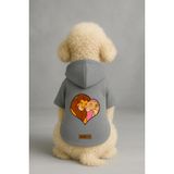 monopetz Baskılı İçi Polarlı Köpek Ve Kedi Kıyafeti & Elbisesi - Gri Renk Kapüşonlu Hoodie B752E 4Xl