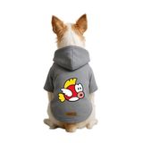 monopetz Baskılı İçi Polarlı Köpek Ve Kedi Kıyafeti & Elbisesi - Gri Renk Kapüşonlu Hoodie B7F3C S