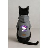 monopetz Baskılı İçi Polarlı Köpek Ve Kedi Kıyafeti & Elbisesi - Gri Renk Kapüşonlu Hoodie B9357 S