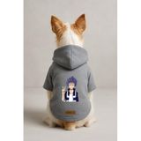 Monopetz Baskılı İçi Polarlı Köpek ve Kedi Kıyafeti & Elbisesi - Gri Renk Kapüşonlu Hoodie B9642, 6XL
