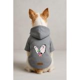 monopetz Baskılı İçi Polarlı Köpek Ve Kedi Kıyafeti & Elbisesi - Gri Renk Kapüşonlu Hoodie Ba303 6Xl