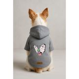 monopetz Baskılı İçi Polarlı Köpek Ve Kedi Kıyafeti & Elbisesi - Gri Renk Kapüşonlu Hoodie Ba303 Xl