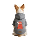 Monopetz Baskılı İçi Polarlı Köpek ve Kedi Kıyafeti & Elbisesi - Gri Renk Kapüşonlu Hoodie BB058, L