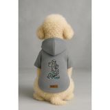 monopetz Baskılı İçi Polarlı Köpek Ve Kedi Kıyafeti & Elbisesi - Gri Renk Kapüşonlu Hoodie Bd84B 6Xl
