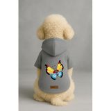 Monopetz Baskılı İçi Polarlı Köpek ve Kedi Kıyafeti & Elbisesi - Gri Renk Kapüşonlu Hoodie BE008, M