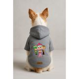 Monopetz Baskılı İçi Polarlı Köpek ve Kedi Kıyafeti & Elbisesi - Gri Renk Kapüşonlu Hoodie BF5C3, 4XL