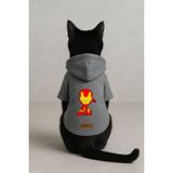 monopetz Baskılı İçi Polarlı Köpek Ve Kedi Kıyafeti & Elbisesi - Gri Renk Kapüşonlu Hoodie Bf779 2Xl