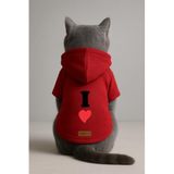 monopetz Baskılı İçi Polarlı Köpek Ve Kedi Kıyafeti & Elbisesi - Kırmızı Renk Kapüşonlu Hoodie B60B1 Xs