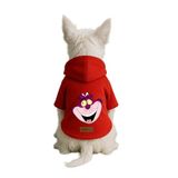 monopetz Baskılı İçi Polarlı Köpek Ve Kedi Kıyafeti & Elbisesi - Kırmızı Renk Kapüşonlu Hoodie B6210 3Xl