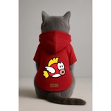 monopetz Baskılı İçi Polarlı Köpek Ve Kedi Kıyafeti & Elbisesi - Kırmızı Renk Kapüşonlu Hoodie B7F3C 2Xl