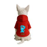 Monopetz Baskılı İçi Polarlı Köpek ve Kedi Kıyafeti & Elbisesi - Kırmızı Renk Kapüşonlu Hoodie B83D0, XL