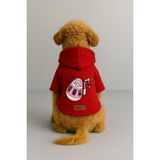 Monopetz Baskılı İçi Polarlı Köpek ve Kedi Kıyafeti & Elbisesi - Kırmızı Renk Kapüşonlu Hoodie B9B02, 4XL