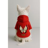 Monopetz Baskılı İçi Polarlı Köpek ve Kedi Kıyafeti & Elbisesi - Kırmızı Renk Kapüşonlu Hoodie B9D44, 4XL