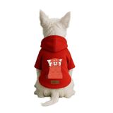 Monopetz Baskılı İçi Polarlı Köpek ve Kedi Kıyafeti & Elbisesi - Kırmızı Renk Kapüşonlu Hoodie BB058, 4XL