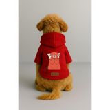 Monopetz Baskılı İçi Polarlı Köpek ve Kedi Kıyafeti & Elbisesi - Kırmızı Renk Kapüşonlu Hoodie BB058, XL