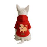 Monopetz Baskılı İçi Polarlı Köpek ve Kedi Kıyafeti & Elbisesi - Kırmızı Renk Kapüşonlu Hoodie BF473, 4XL
