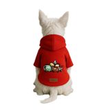 Monopetz Baskılı İçi Polarlı Köpek ve Kedi Kıyafeti & Elbisesi - Kırmızı Renk Kapüşonlu Hoodie BF9BB, XL