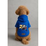Monopetz Baskılı İçi Polarlı Köpek ve Kedi Kıyafeti & Elbisesi - Mavi Renk Kapüşonlu Hoodie B1144, 3XL