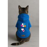 Monopetz Baskılı İçi Polarlı Köpek ve Kedi Kıyafeti & Elbisesi - Mavi Renk Kapüşonlu Hoodie B58E6, XL
