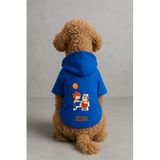 Monopetz Baskılı İçi Polarlı Köpek ve Kedi Kıyafeti & Elbisesi - Mavi Renk Kapüşonlu Hoodie B6862, 3XL