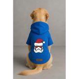 monopetz Baskılı İçi Polarlı Köpek Ve Kedi Kıyafeti & Elbisesi - Mavi Renk Kapüşonlu Hoodie B6F11 S