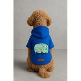 Monopetz Baskılı İçi Polarlı Köpek ve Kedi Kıyafeti & Elbisesi - Mavi Renk Kapüşonlu Hoodie B7399, 2XL
