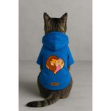 monopetz Baskılı İçi Polarlı Köpek Ve Kedi Kıyafeti & Elbisesi - Mavi Renk Kapüşonlu Hoodie B752E 4Xl