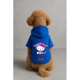 monopetz Baskılı İçi Polarlı Köpek Ve Kedi Kıyafeti & Elbisesi - Mavi Renk Kapüşonlu Hoodie B9357 Xl