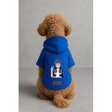 Monopetz Baskılı İçi Polarlı Köpek ve Kedi Kıyafeti & Elbisesi - Mavi Renk Kapüşonlu Hoodie B9642, 3XL