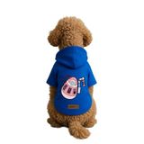 Monopetz Baskılı İçi Polarlı Köpek ve Kedi Kıyafeti & Elbisesi - Mavi Renk Kapüşonlu Hoodie B9B02, 2XL