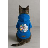 monopetz Baskılı İçi Polarlı Köpek Ve Kedi Kıyafeti & Elbisesi - Mavi Renk Kapüşonlu Hoodie Bab02 L
