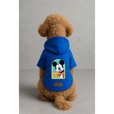 monopetz Baskılı İçi Polarlı Köpek Ve Kedi Kıyafeti & Elbisesi - Mavi Renk Kapüşonlu Hoodie Bd517 3Xl