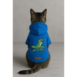 Monopetz Baskılı İçi Polarlı Köpek ve Kedi Kıyafeti & Elbisesi - Mavi Renk Kapüşonlu Hoodie BD9F7, XL