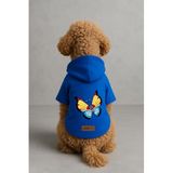 Monopetz Baskılı İçi Polarlı Köpek ve Kedi Kıyafeti & Elbisesi - Mavi Renk Kapüşonlu Hoodie BE008, 5XL