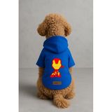 monopetz Baskılı İçi Polarlı Köpek Ve Kedi Kıyafeti & Elbisesi - Mavi Renk Kapüşonlu Hoodie Bf779 3Xl