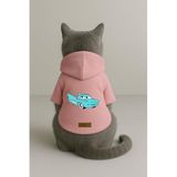 Monopetz Baskılı İçi Polarlı Köpek ve Kedi Kıyafeti & Elbisesi - Pembe Renk Kapüşonlu Hoodie B3818, L