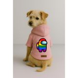 Monopetz Baskılı İçi Polarlı Köpek ve Kedi Kıyafeti & Elbisesi - Pembe Renk Kapüşonlu Hoodie B4175, L