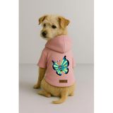 Monopetz Baskılı İçi Polarlı Köpek ve Kedi Kıyafeti & Elbisesi - Pembe Renk Kapüşonlu Hoodie B5DBB, 4XL